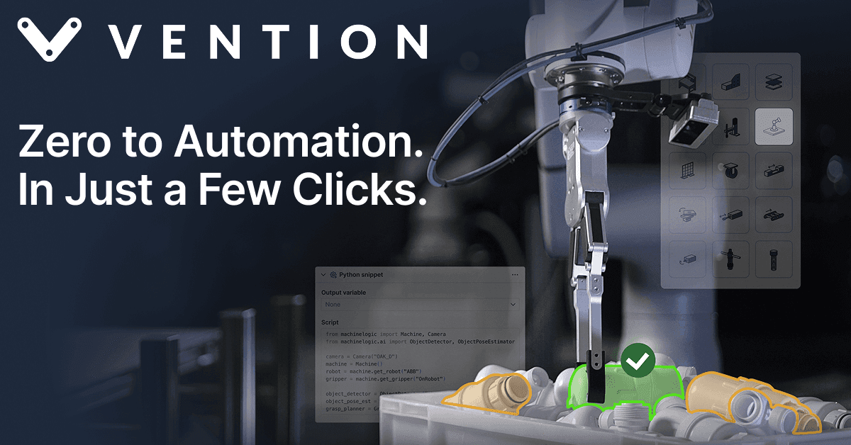 Vention's Rapid Operator AI Brings Adaptive Intelligence to Industrial Bin Picking (via vention.io)