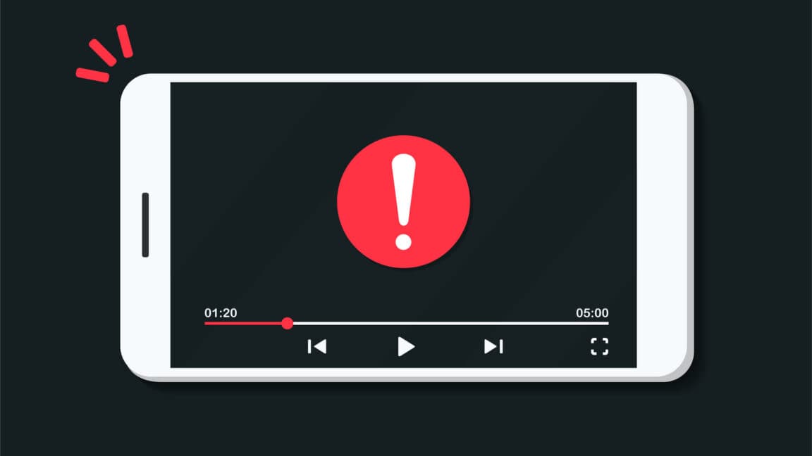 Error message on video playing on white phone
