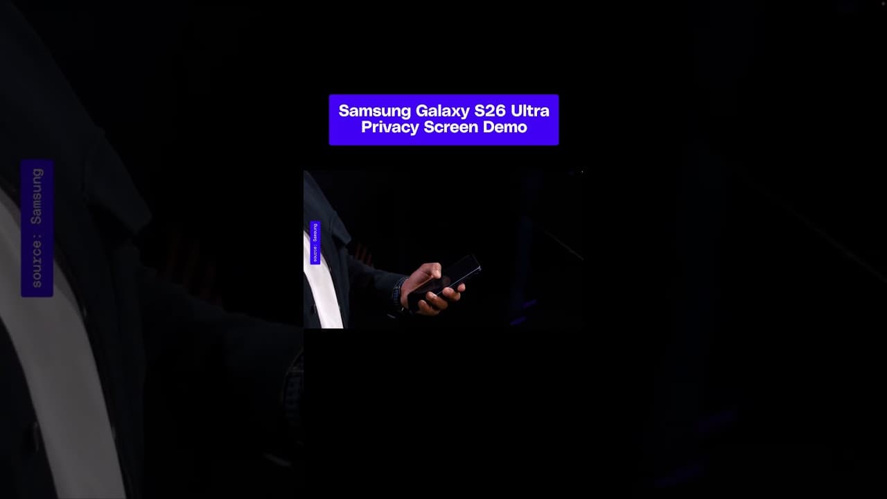 MilesAboveTech comes on stage to do a live demo of the Galaxy S26 Ultra’s privacy display.