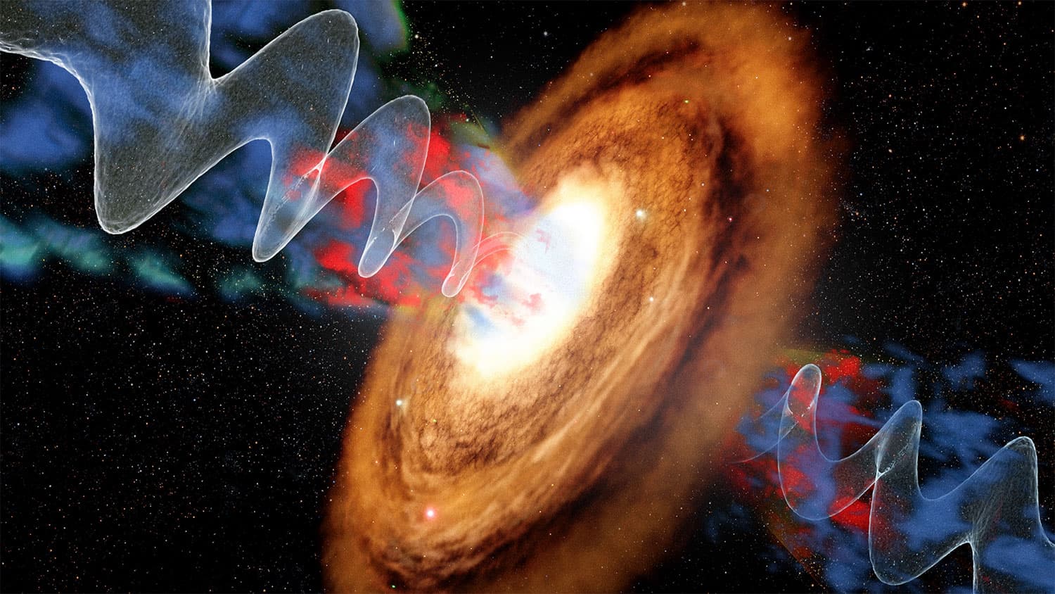 Galaxy Jet Wobble Drives Massive Gas Outflows, Study Finds (via keckobservatory.org)