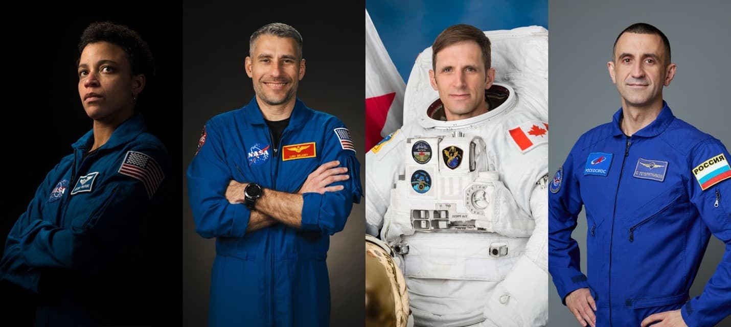 Compilation of four astronaut portraits that make up NASA's SpaceX Crew-13