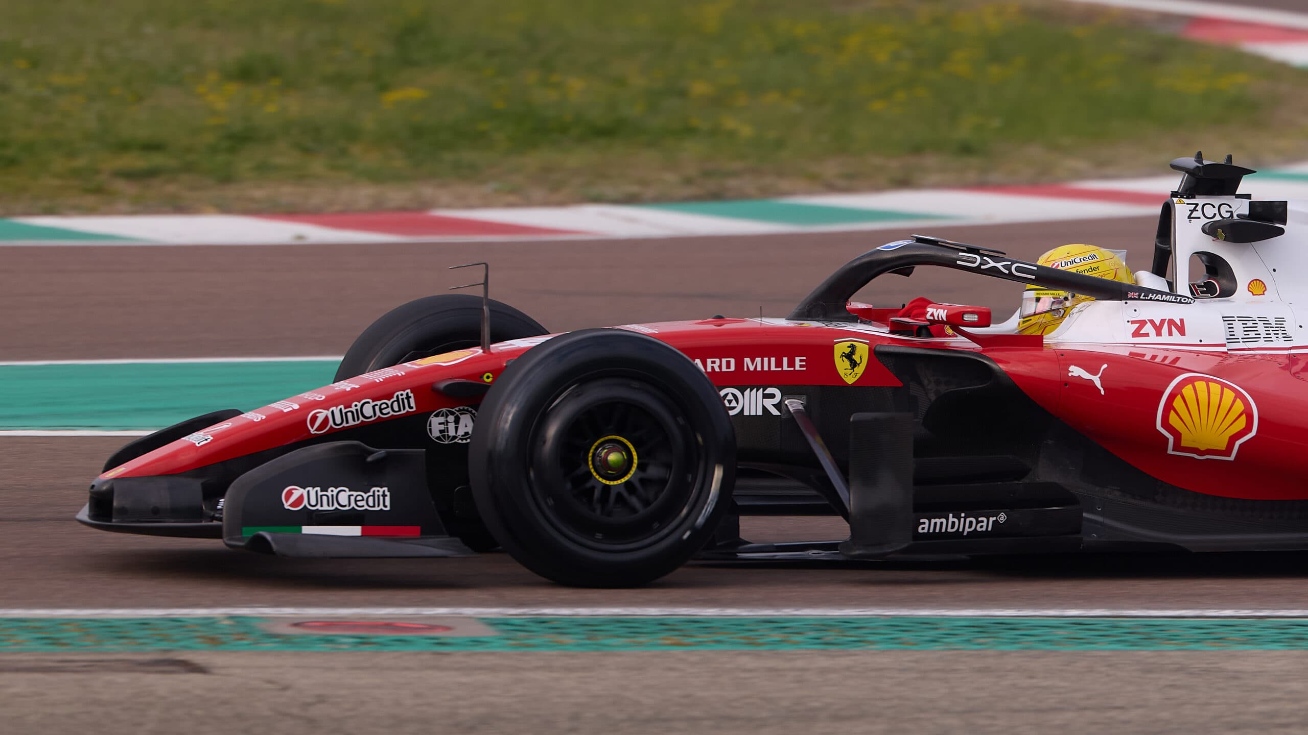 FIORANO MODENESE, ITALY - APRIL 09: Lewis Hamilton of Great Britain driving the (44) Scuderia Ferrari SF-26 on track during the Ferrari Wet Tyre Testing at Fiorano Circuit on April 09, 2026 in Fiorano Modenese, Italy. (Photo by Emmanuele Ciancaglini/Ciancaphoto Studio/Getty Images)