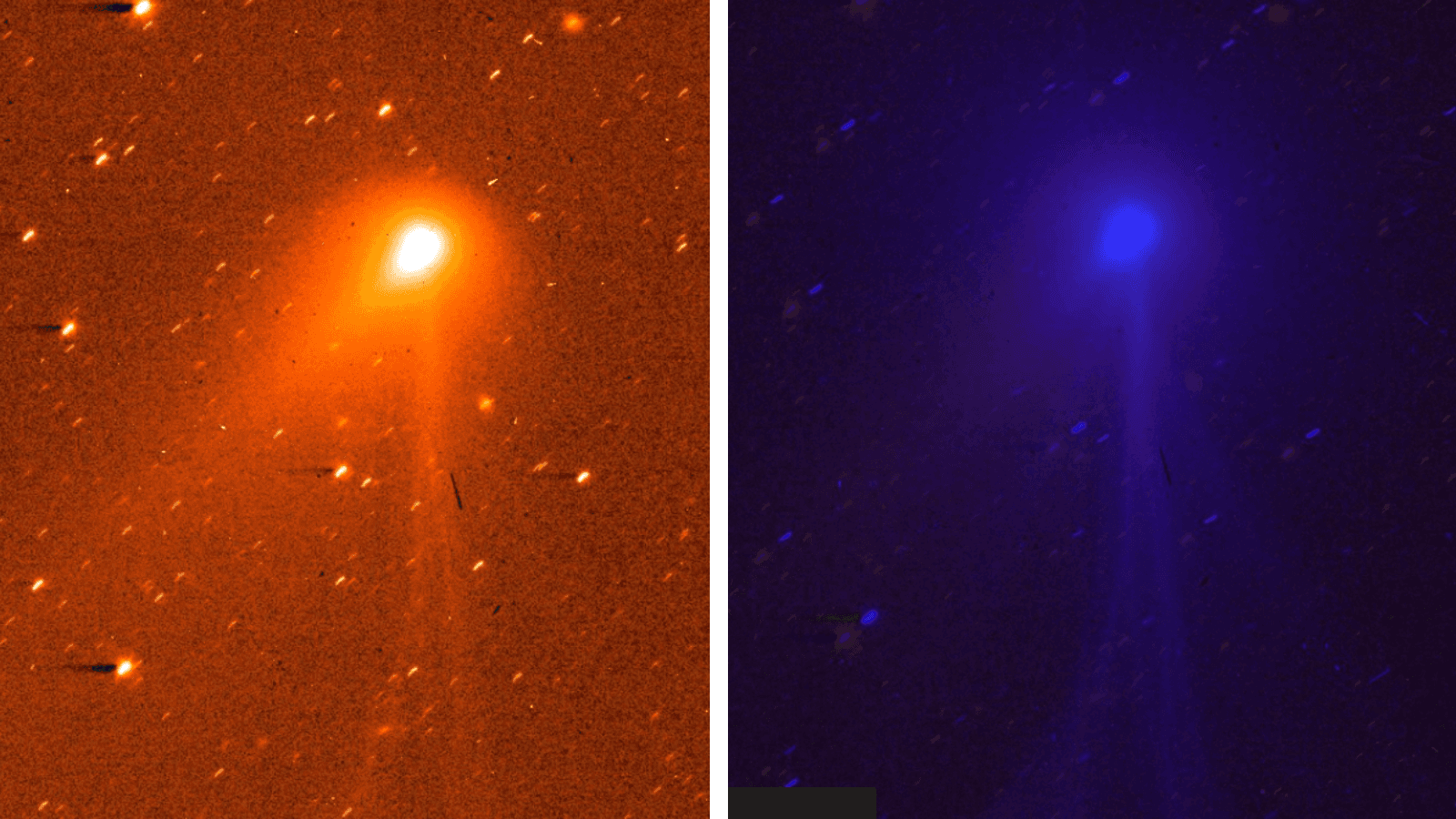 Two views of the interstellar invader comet 3I/ATLAS captured by the JUICE spacecraft