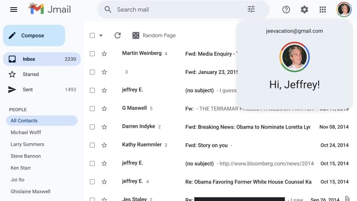Jmail: Read Epstein's emails as if you hacked his Gmail account