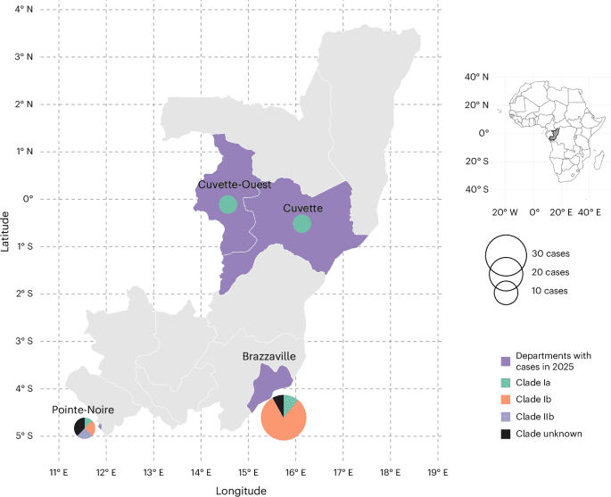 Evidence of monkeypox virus clade IIb lineage A.2.2 in the Republic of the Congo and co-circulation of clade Ia, Ib and clade IIb - Nature Medicine