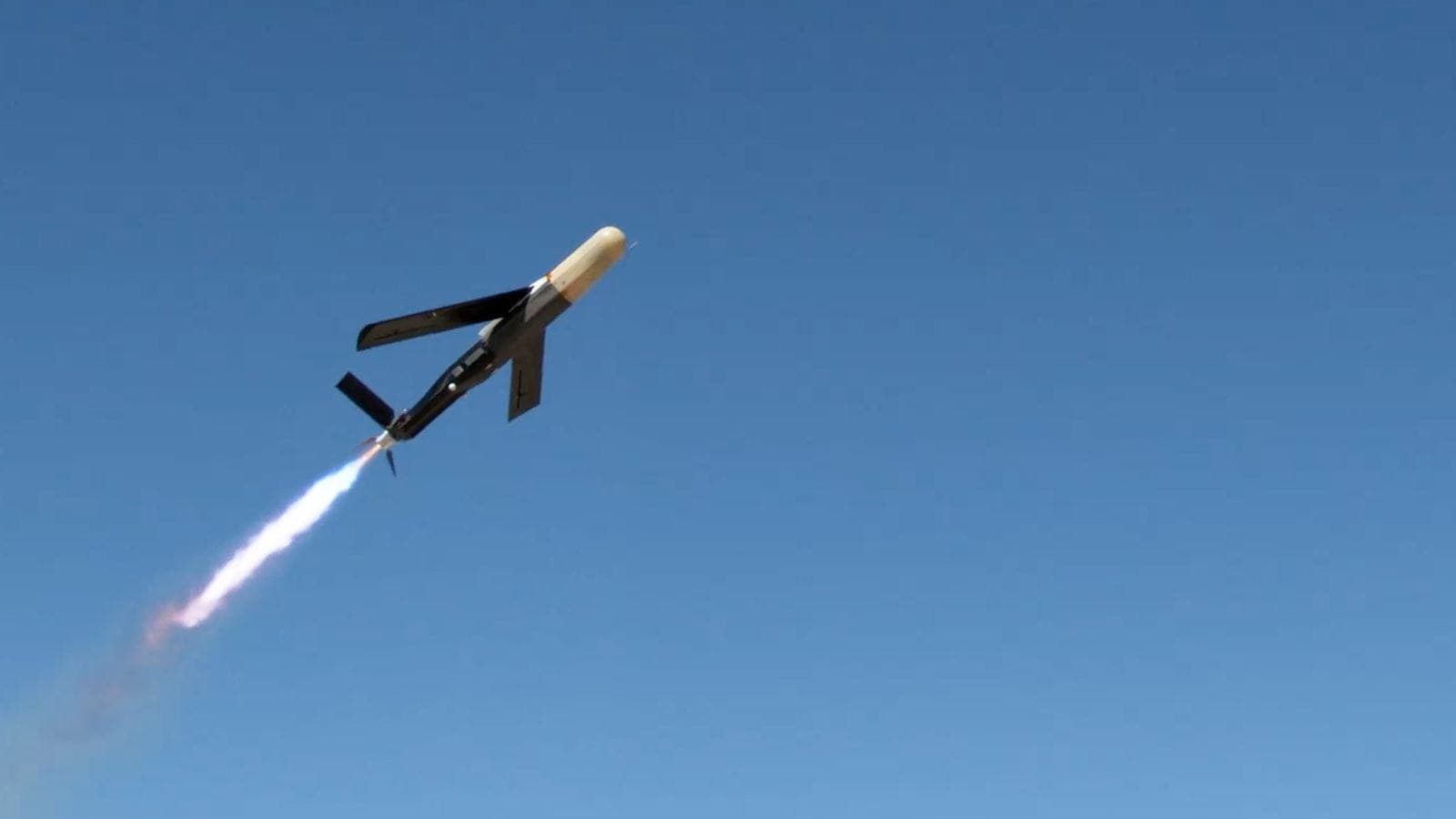 Raytheon Coyote Block 3NK interceptor drone launching during U.S. Army counter-drone demonstration