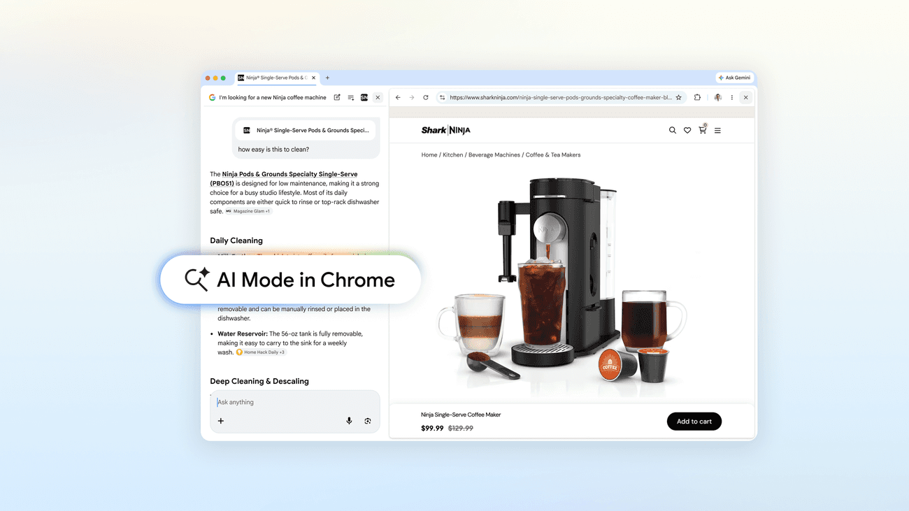 A new way to explore the web with AI Mode in Chrome