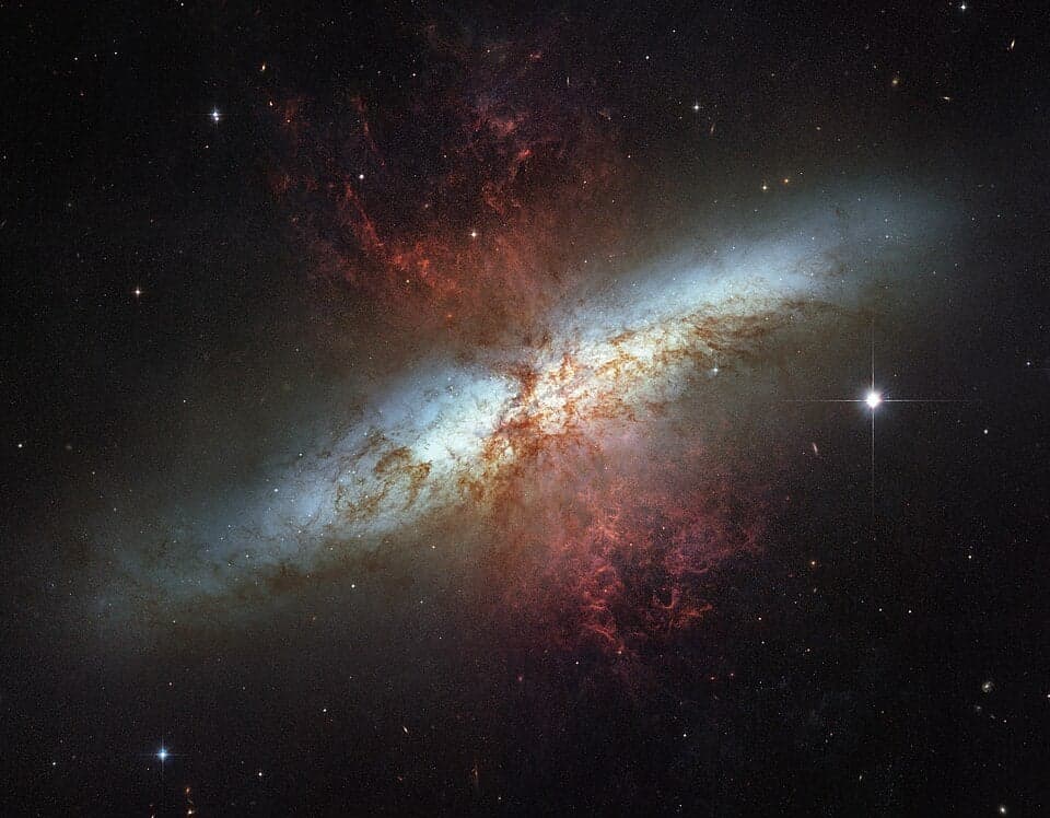 Starburst galaxy M82, otherwise known as the Cigar Galaxy (Credit : NASA/ESA)