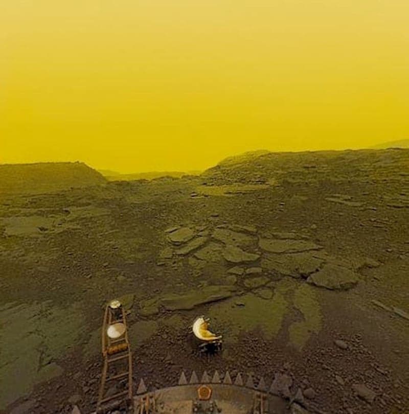 Colourised image of the surface of Venus from Venera 9, 1975. Venus is a particularly hostile world where electronic systems struggle to survive the intense heat (Credit : NASA)